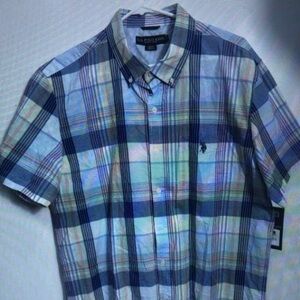 U.S. Polo Assn. Blue and Green Plaid Shirt